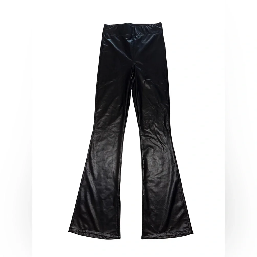 SMYM Nashville Faux Leather Pull On Flare Pants - Picture 4 of 7